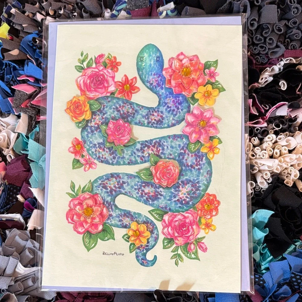 🆕Papyrus Floral Snake Greeting Card